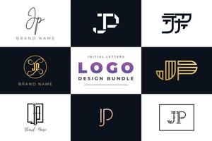 uppsättning samling första bokstäver jp logo design. vektor