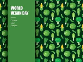 värld vegan dag mönster geometrisk vegetarian vektor tapet tyg prydnad årgång grön hälsa