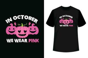 im Oktober wir tragen Rosa Geister Kürbisse zum Brust Krebs T-Shirt vektor