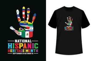 Lycklig nationell latinamerikan arv månad fira nationell latino länder retro årgång hand flaggor skjorta skriva ut mall vektor