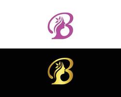b Brief Schönheit Gesicht Initiale b Luxus Schönheit Königin Frau Gesicht Logo Design Vektor Vorlage.