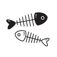 Fisch Knochen Vektor Symbol Logo Thunfisch Lachs Karikatur Symbol Halloween Gekritzel Illustration Design
