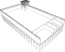 3d illustration av industriell byggnad vektor