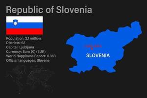 mycket detaljerad slovensk karta med flagga, huvudstad och liten världskarta vektor
