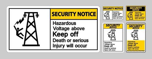 säkerhetsmeddelande farlig spänning ovan håller ut döden vektor