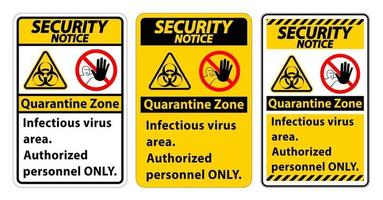 säkerhetsmeddelande karantän infektiöst virusområde tecken vektor