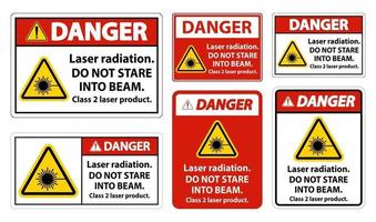 fara laserstrålning, stirra inte i strålen, laserprodukt klass 2 vektor