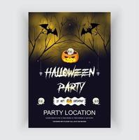 Halloween party flyer mall med skräck symboler vektorillustration vektor