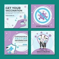 Bearbeitbare Feedvorlagen für Post, Covid und Impfstoff festlegen vektor