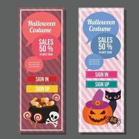 halloween vertikale banner bunte schwarze katze vektor