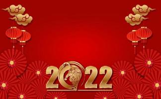 Frohes chinesisches neues Jahr 2022 Jahr des Tigerpapierschnitts des Vektors. vektor