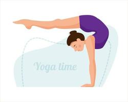 vektorscen med balans i yoga. flicka tränar yoga. vektor