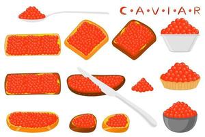 Abbildung zum Thema großes Set verschiedene Arten Fischkaviar vektor