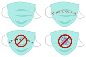 verschiedene Atemschutzmasken zur Vorbeugung von Coronavirus vektor