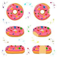 Illustration zum Thema großes Set verschiedene Arten von klebrigen Donuts vektor