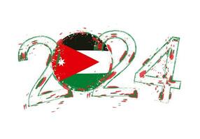 2024 Jahr im Grunge Stil mit Flagge von Jordanien. vektor