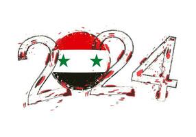 2024 Jahr im Grunge Stil mit Flagge von Syrien. vektor