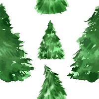 Vektor minimalistisch Aquarell Hand gezeichnet nahtlos Muster mit Weihnachten Tanne Baum auf Weiß Hintergrund. Neu Jahr Urlaub Dekoration Illustration.