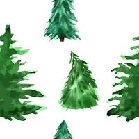 Vektor minimalistisch Aquarell Hand gezeichnet nahtlos Muster mit Weihnachten Tanne Baum auf Weiß Hintergrund. Neu Jahr Urlaub Dekoration Illustration.