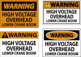 varning tecken hög Spänning över huvudet, lägre kran bom vektor