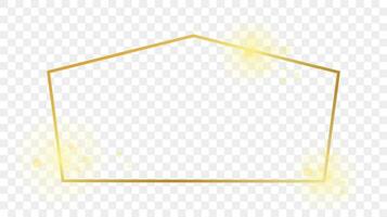 Gold glühend tetragon gestalten Rahmen isoliert auf Hintergrund. glänzend Rahmen mit glühend Auswirkungen. Vektor Illustration.