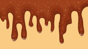 brun droppande smält choklad strömma ner. vektor illustration