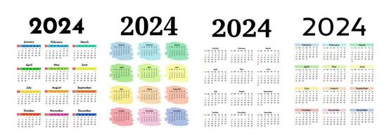 kalender för 2024 isolerat på en vit bakgrund vektor