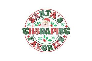 Santa's Liebling Therapeut Weihnachten retro Typografie T-Shirt Design vektor