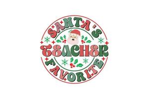 Santa's Liebling Lehrer Weihnachten retro Typografie T-Shirt Design vektor