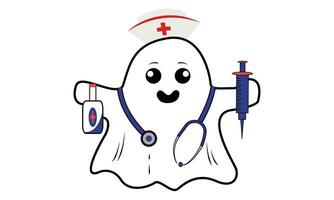 Krankenschwester Geist, Halloween Pflege- Geist Grafik gruselig Clip Kunst Design. vektor