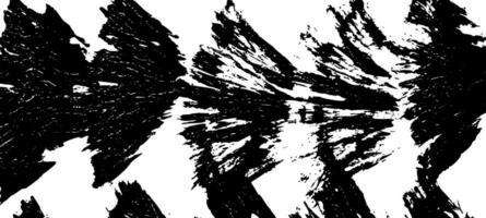 Rau Grunge Pinsel Schlaganfälle und Abstriche mit Walze rauschen. schwarz Elemente betonen das robust Textur. eben Vektor Illustration isoliert auf Weiß Hintergrund.