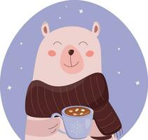 Karikatur Bär halten ein Tasse von heiß Kakao mit Marshmallows vektor