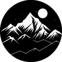 bergen - svart och vit isolerat ikon - vektor illustration