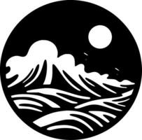 Ozean - - schwarz und Weiß isoliert Symbol - - Vektor Illustration