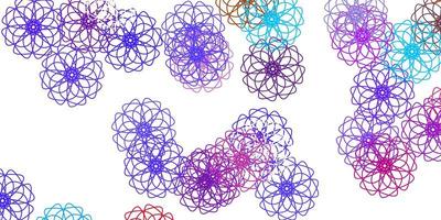 hellblaues, gelbes Vektor-Gekritzelmuster mit Blumen. vektor