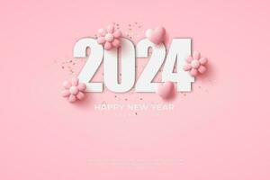 glücklich Neu Jahr 2024. festlich realistisch Dekoration. feiern 2024 Party vektor