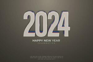 einfach und sauber Design 3d glücklich Neu Jahr 2024. braun Nummer zum Hintergrund zum Banner, Plakate oder Kalender. vektor