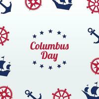 Kolumbus Tag Hintergrund mit Schiff, Kompass, Ruder und Anker Silhouette Symbole. Vektor zum Banner, Gruß Karte, Poster, Netz, Sozial Medien.