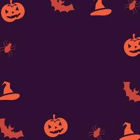 halloween firande bakgrund med silhuett tecknad serie ikoner och fri kopia Plats område. vektor för baner, hälsning kort, affisch, webb, social media.