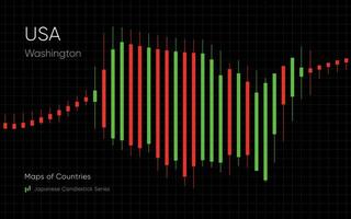 de USA Karta är visad i en Diagram med barer och rader. japansk ljusstake Diagram serier vektor