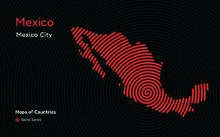 mexico stad Karta med röd cirklar och en svart bakgrund vektor