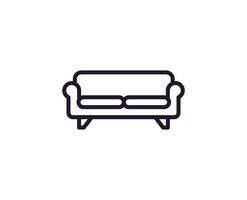 Sofa Konzept. Single Prämie editierbar Schlaganfall Piktogramm perfekt zum Logos, Handy, Mobiltelefon Apps, online Geschäfte und Netz Websites. Vektor Symbol isoliert auf Weiß Hintergrund.