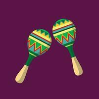 färgrik maracas platt vektor i tecknad serie stil. dag av de död- begrepp. dia de los muertos. mexikansk, Karibien, latin kultur. en mexikansk tradipercussion instrument.