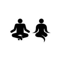 illustration av person mediterar i fast Färg, använda sig av för mental hälsa symboler logotyp eller ikon. vektor