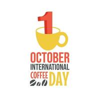 International Kaffee Tag 2023 und 2024 t Hemd Illustration und Vektor zum verwenden mit ein Tasse und 1 Innerhalb das Tasse