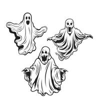 einstellen von Geister Karikatur skizzieren Hand gezeichnet Vektor Halloween Illustration