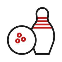 bowling ikon duofärg röd svart sport symbol illustration. vektor