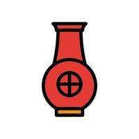 burk ikon färgad översikt röd orange Färg kinesisk ny år symbol perfekt. vektor