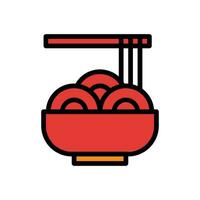 nudel ikon färgad översikt röd orange Färg kinesisk ny år symbol perfekt. vektor