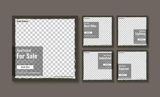 verklig egendom eller fast egendom trendig redigerbar mall. hus för försäljning social media posta mall vektor